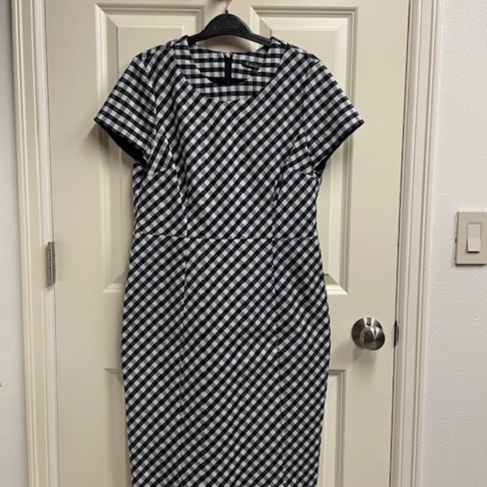 Brooks Brothers black and white check Sheath Dress